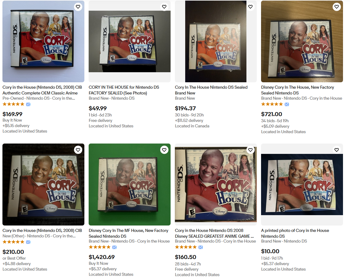Online Auctions For Cory In The House DS Game Are Asking For Hundreds Amid Meme Campaign